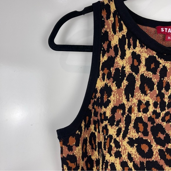 Staud Tavin Top Sleeveless Knit Leopard Print Crop Top Women's Size Medium - Picture 7 of 9